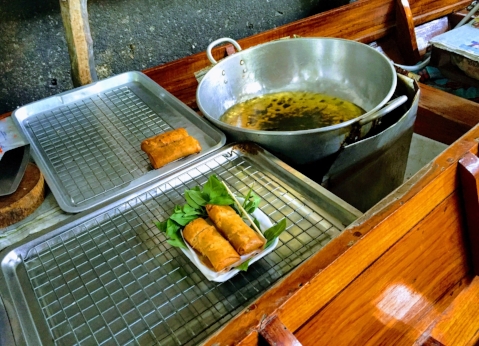 Bangkok, Thailand Floating Market Springrolls