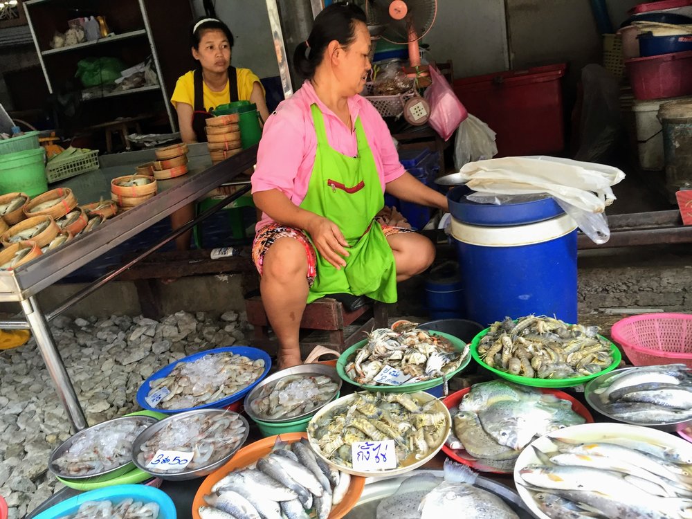 Bangkok, Thailand Maeklong Railroad market fish