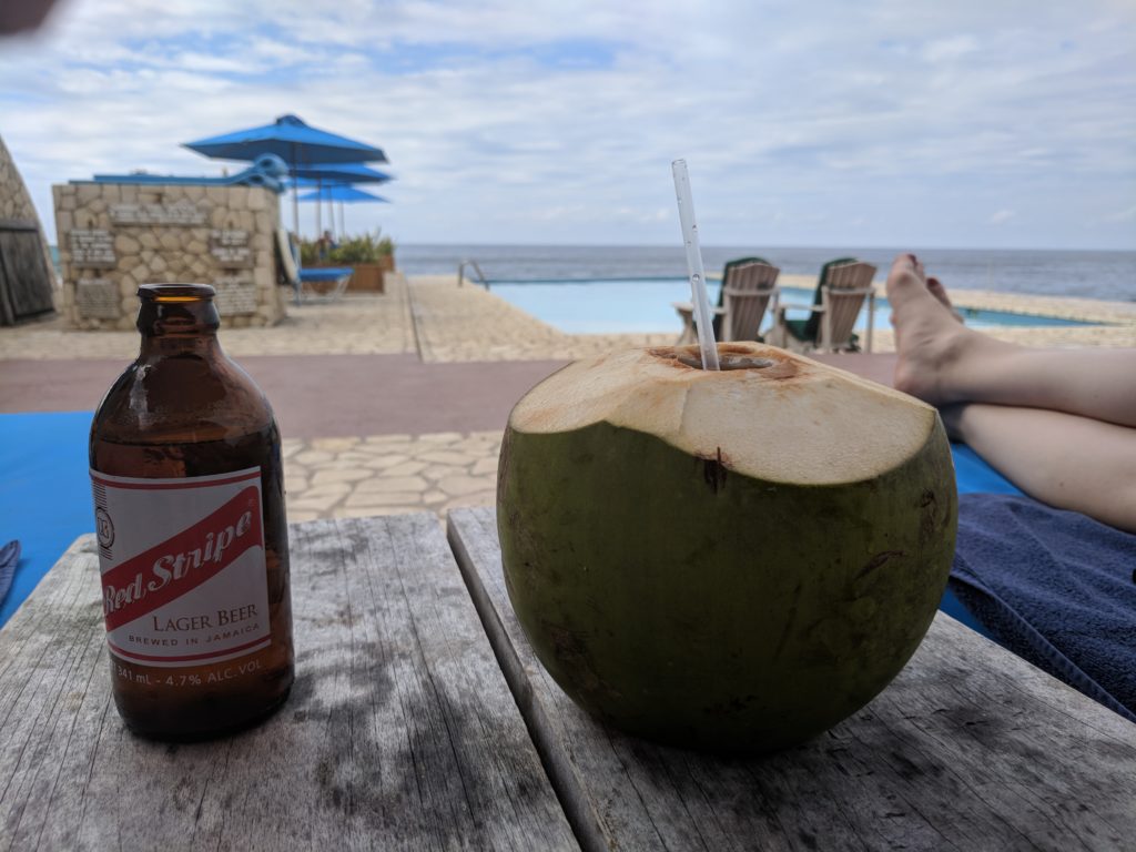 Rockhouse Hotel, Negril, Jamaica, Coconut Redstripe