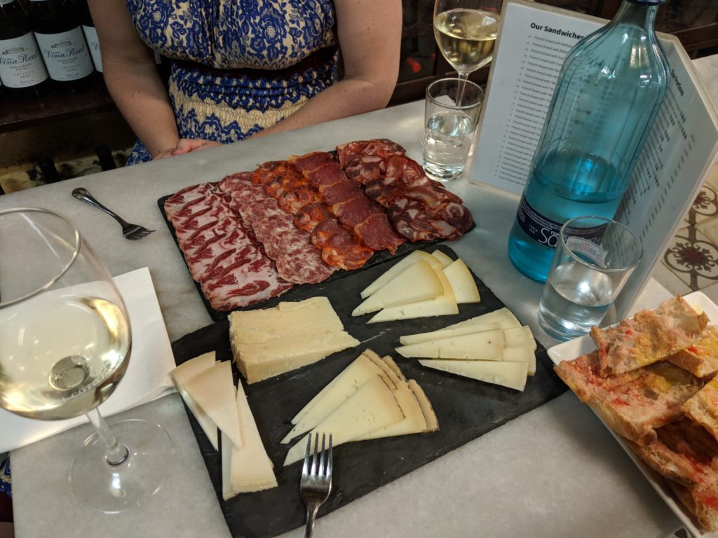 Barcelona La Pineda Meat and cheese plate